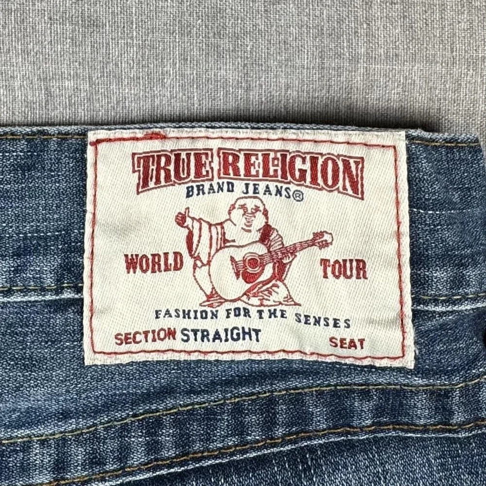 True Religion Section Straight Jeans Mens 33x33 Blue Straight Leg Flap Pocket